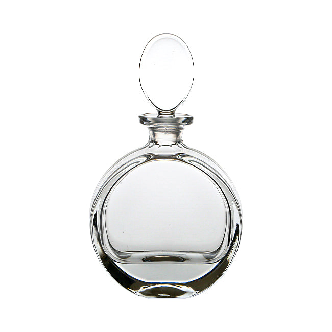 Lead crystal round spirit decanter with a stopper, 0.65L capacity, by Glassware UK, showcasing elegant glassware design.
