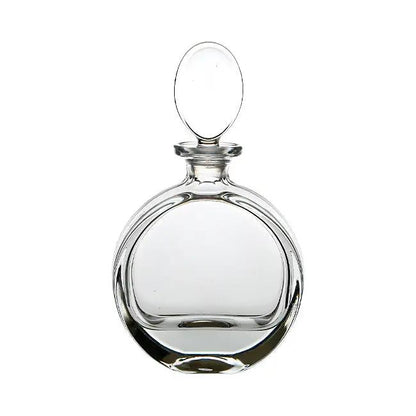 Elegant lead crystal round spirit decanter with a stopper, 0.65L capacity, crafted by Glassware UK.