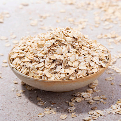 Whole Food Earth jumbo oats cereal in a bowl, showing large oat flakes, healthy whole grain breakfast option.
