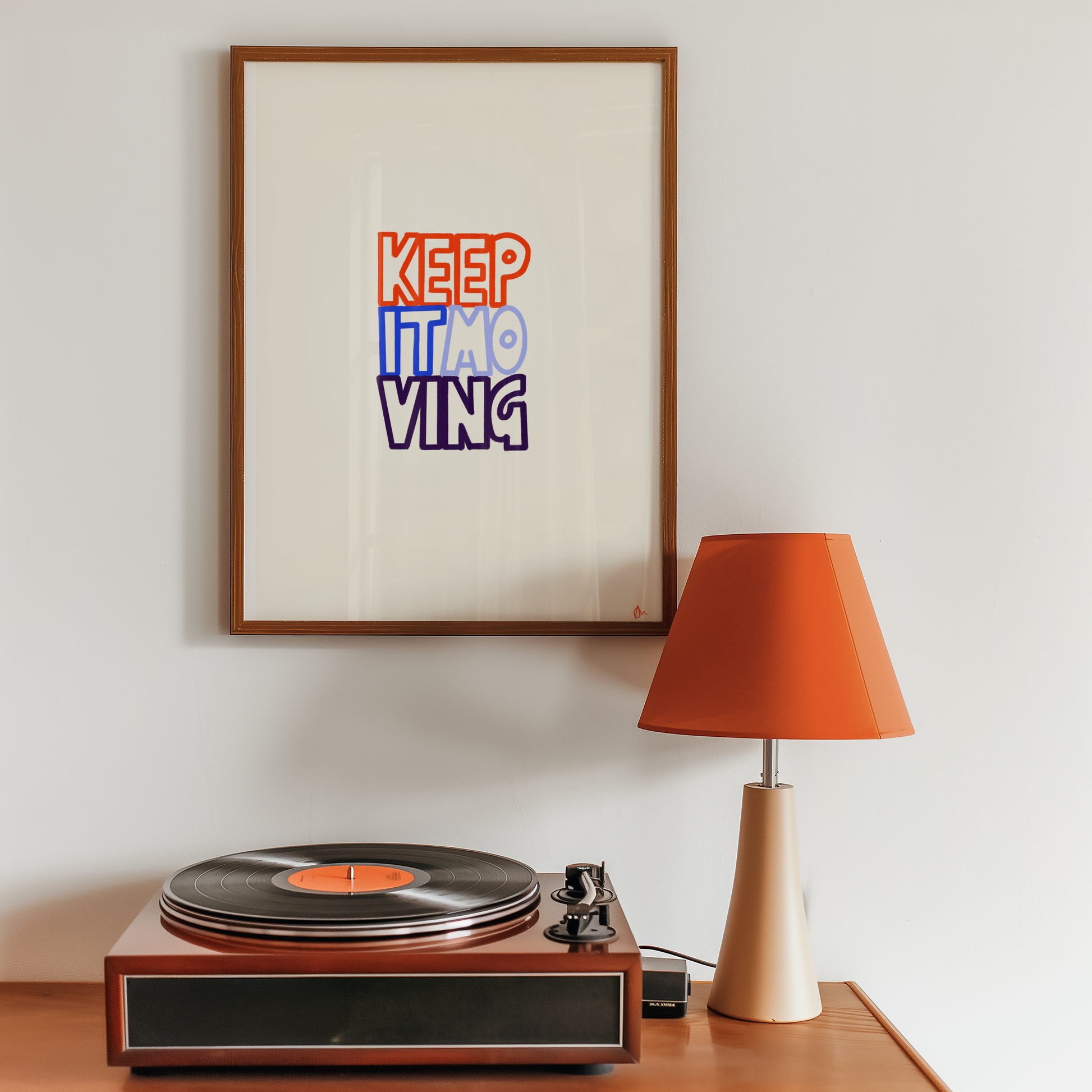 Colorful Keep It Moving wall art print by Peak Prints featuring bold, inspiring, and relatable maximalist motivational wall decor.