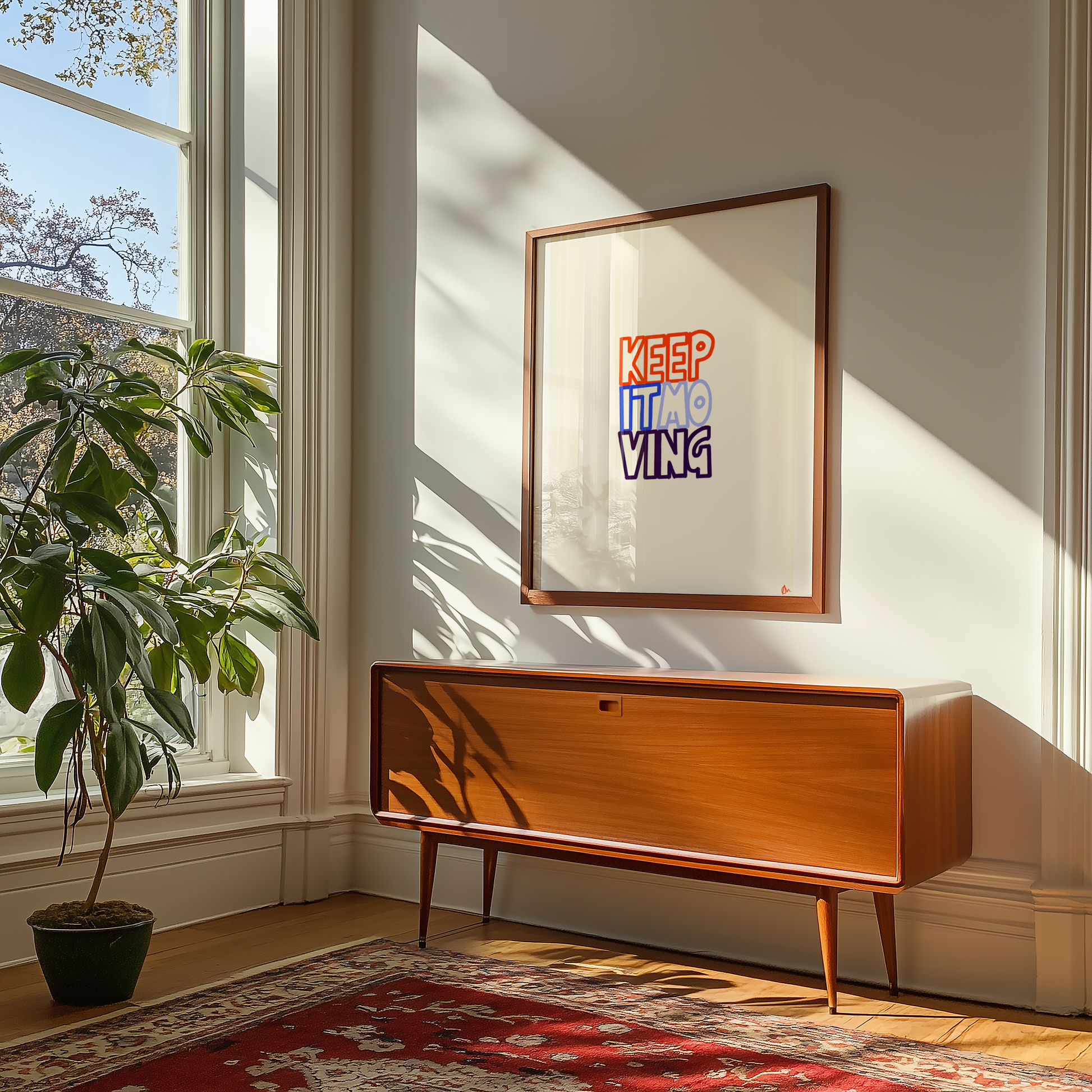 Bright and bold Maximalist wall art print featuring inspiring motivational quotes from Peak Prints' Keep It Moving series.