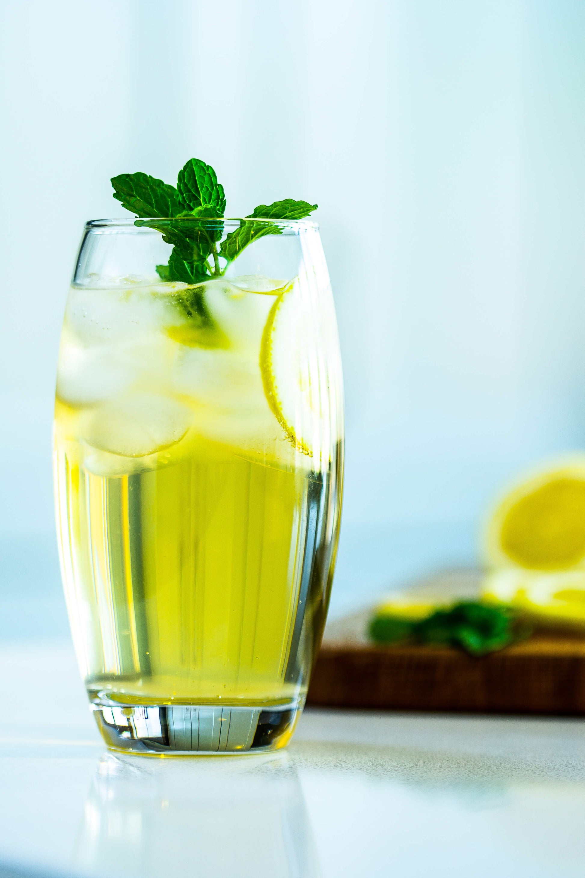 Organic Loving Foods Kombucha with Matcha and Mint in a glass bottle, showcasing a refreshing, natural beverage with green tea and mint leaves