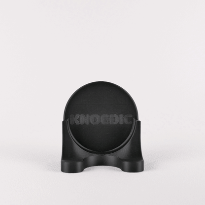 KNOCDIC® magnetic universal portafilter holder for 51/54/58mm espresso portafilters, shown holding a portafilter on a countertop.