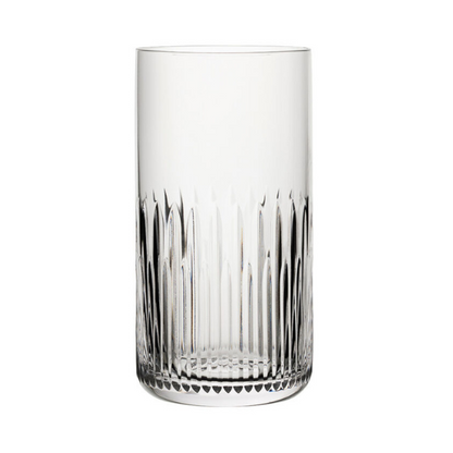 Set of six Whitley highball glasses by Glassware UK, 390ml whisky tumblers with clear glass and sleek design.