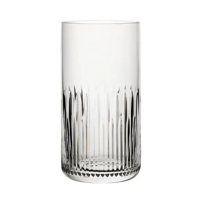 Set of six Whitley Highball Glasses, 390ml whisky tumblers by Glassware UK, showing clear glass with a sleek design.