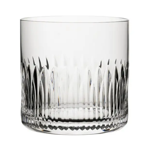Set of six Whitley Old Fashioned Glasses, 370ml whisky tumblers by Glassware UK, clear glass with a classic design.