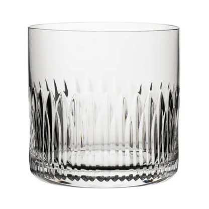 Set of six Whitley Old Fashioned Glasses, 370ml whisky tumblers by Glassware UK, clear glass with a classic design.