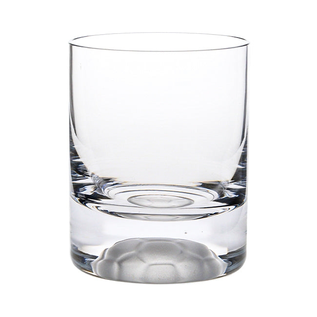 Set of six football-themed glass whisky tumblers, 295ml capacity, made by Glassware UK, featuring football print design.