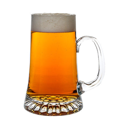Handmade glass tankard with 1-liter capacity, featuring clear glass and a sturdy handle, made by Glassware UK.