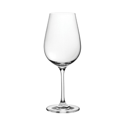 Set of six Bordeaux wine glasses by Glassware UK, 560ml capacity, clear glass with elegant design, perfect for wine serving.