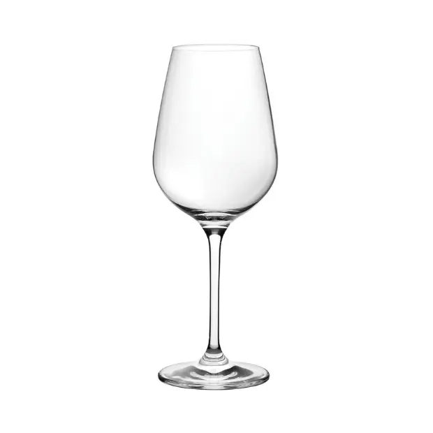 Set of six Invitation wine glasses from Glassware UK, 440ml capacity, clear glass with elegant design visible in the image.