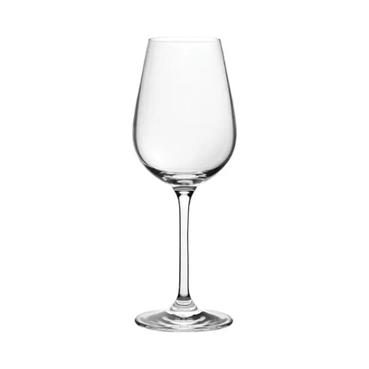 Set of six 350ml Invitation wine glasses by Glassware UK, clear glass with elegant shape, perfect for serving wine.
