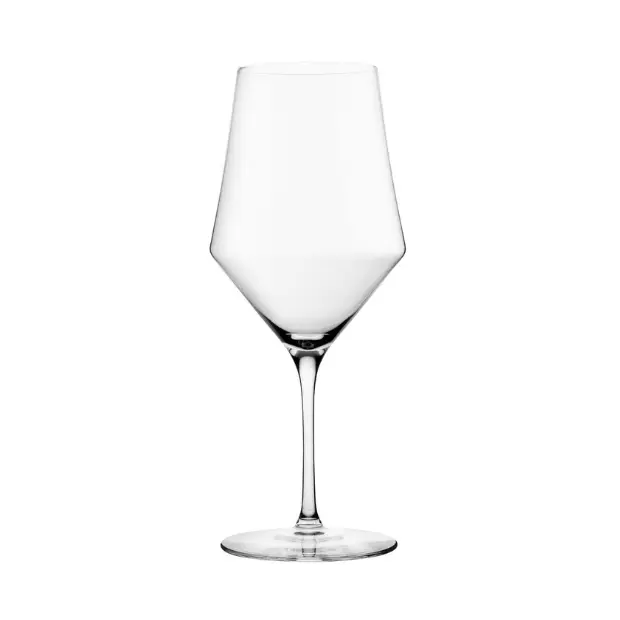 Set of six Edge Bordeaux wine glasses by Glassware UK, 640ml capacity, clear glass with elegant design, perfect for red wine.