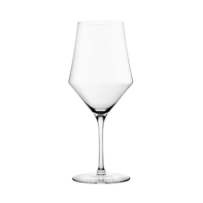 Set of six Edge Bordeaux wine glasses by Glassware UK, 640ml capacity, clear glass with elegant design, perfect for red wine.