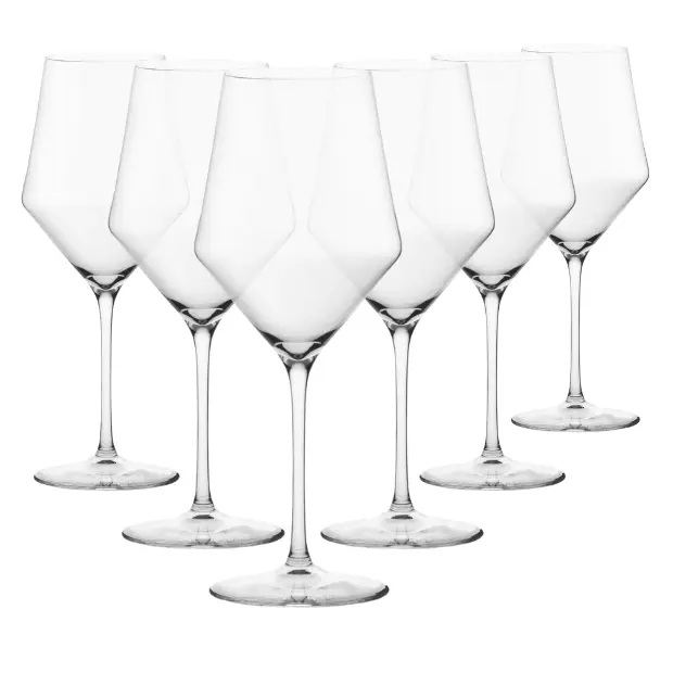 Set of six Edge White Wine Glasses by Glassware UK, 405ml, clear glass with elegant shape, perfect for white wine.