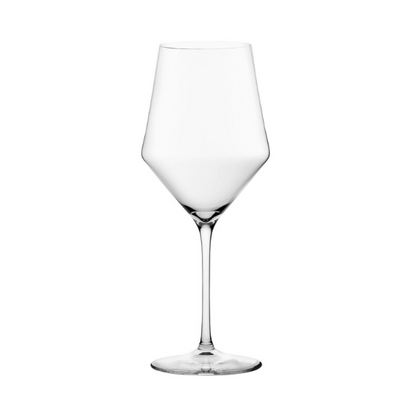 Set of six Glassware UK Edge red wine glasses, 520ml capacity, with elegant curved design, clear glass, perfect for wine drinking.