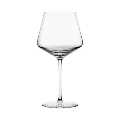 Set of six Edge Burgundy wine glasses by Glassware UK, 730ml capacity, clear glass with elegant stem design.