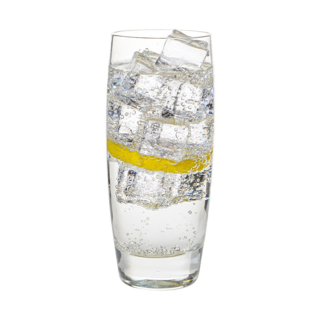 Set of six Luigi Bormioli highball whisky tumblers, 310ml glassware perfect for cocktails and beverages.