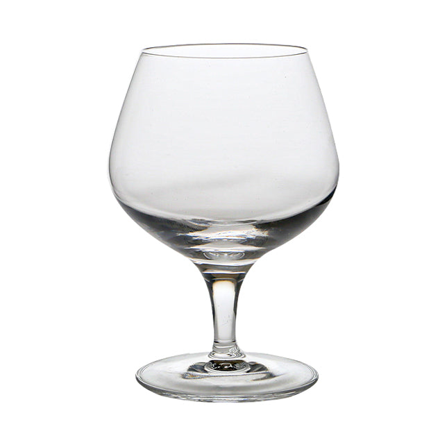 Set of six Luigi Bormioli brandy glasses, 230ml whisky tumblers with clear glass, designed for enjoying fine spirits.