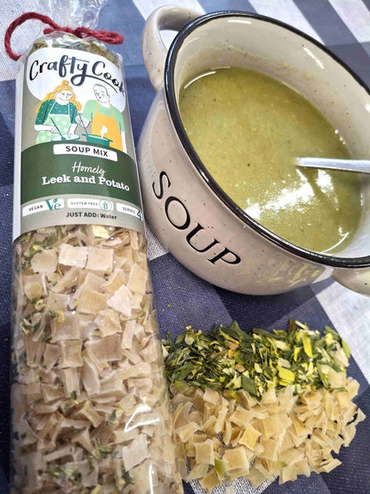 Crafty Cook Leek and Potato Soup Mix easy meal kit in eco-friendly packaging cupboard restock monthly subs