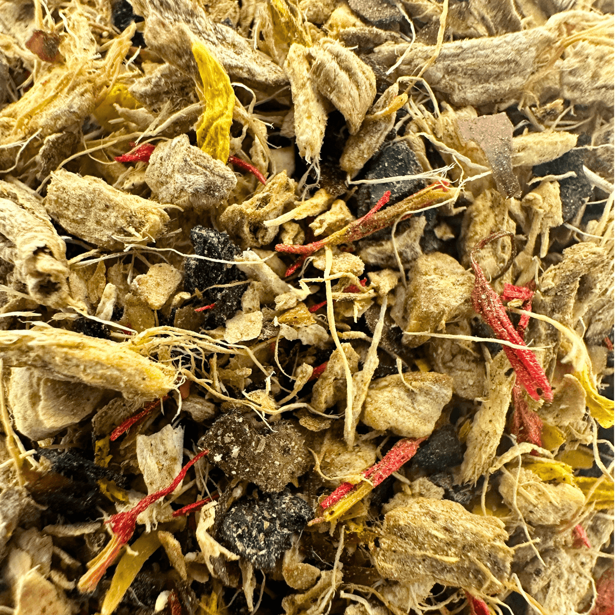 Loose leaf Lemon and Ginger Tea from Porter Hill Tea Company, with fresh lemon slices and ginger root for fruit and herbal flavor.