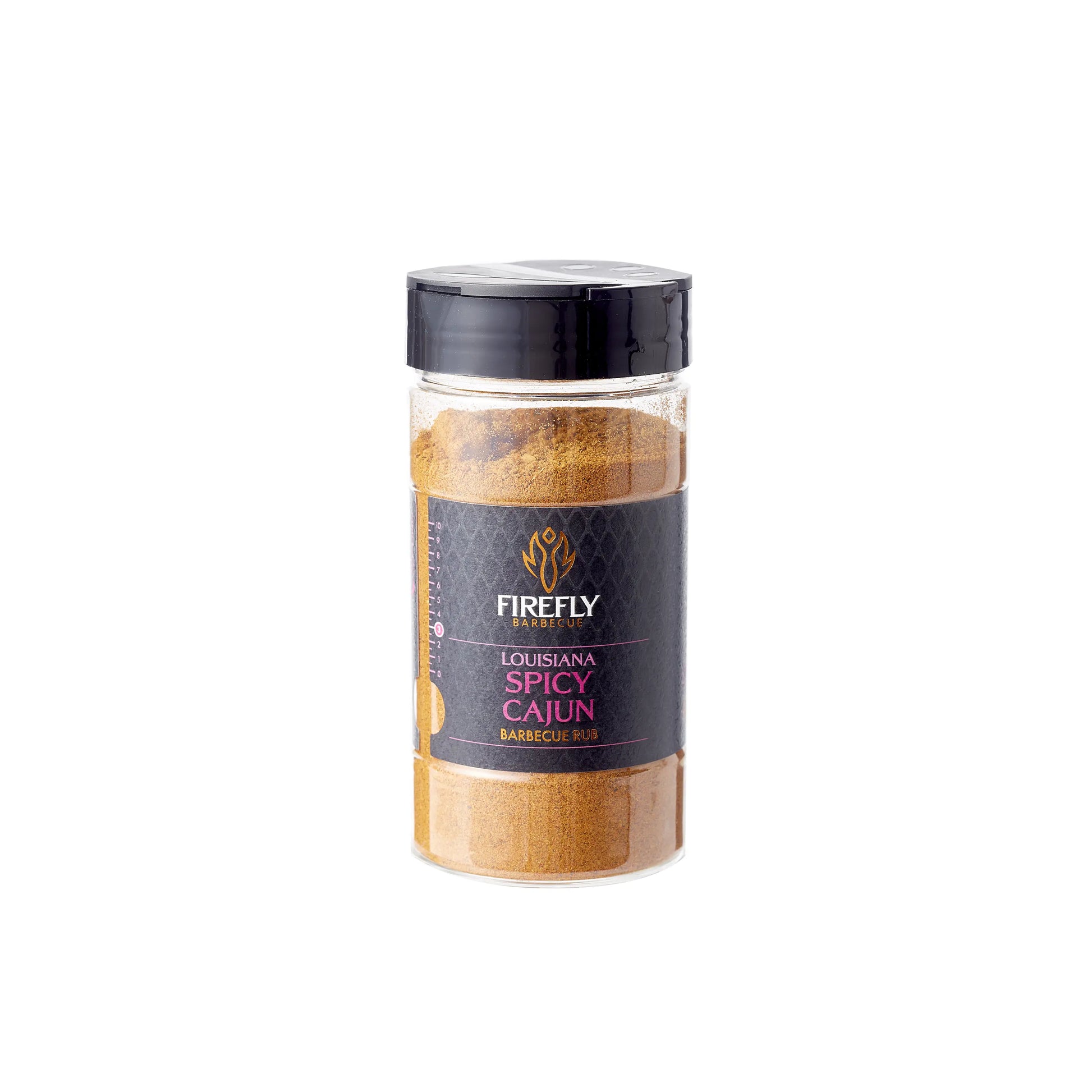 FireFly Barbecue Louisiana Spicy Cajun BBQ rub from the BBQ Legend 3-pack gift set, showcasing a vibrant spice blend in a jar.