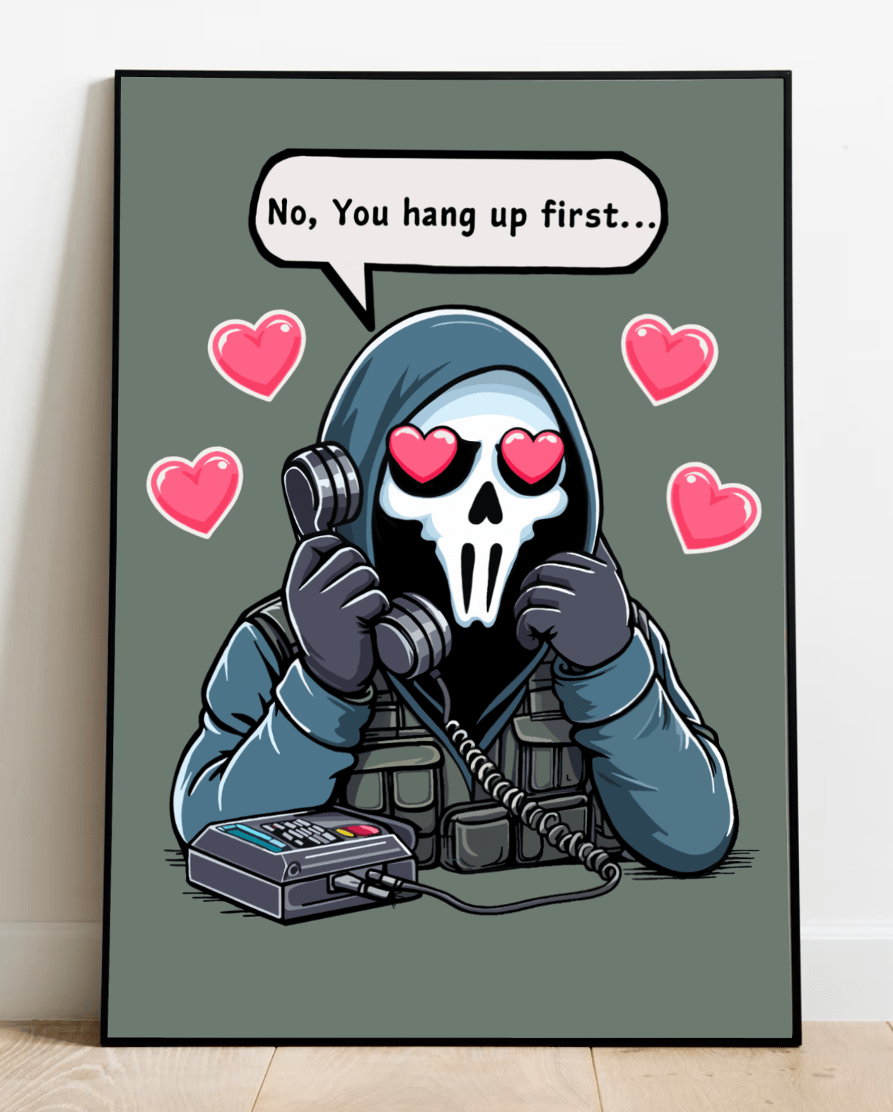 KEOLIX No You Hang Up print featuring a love ghost illustration, suitable for wall decor and artistic home accents.