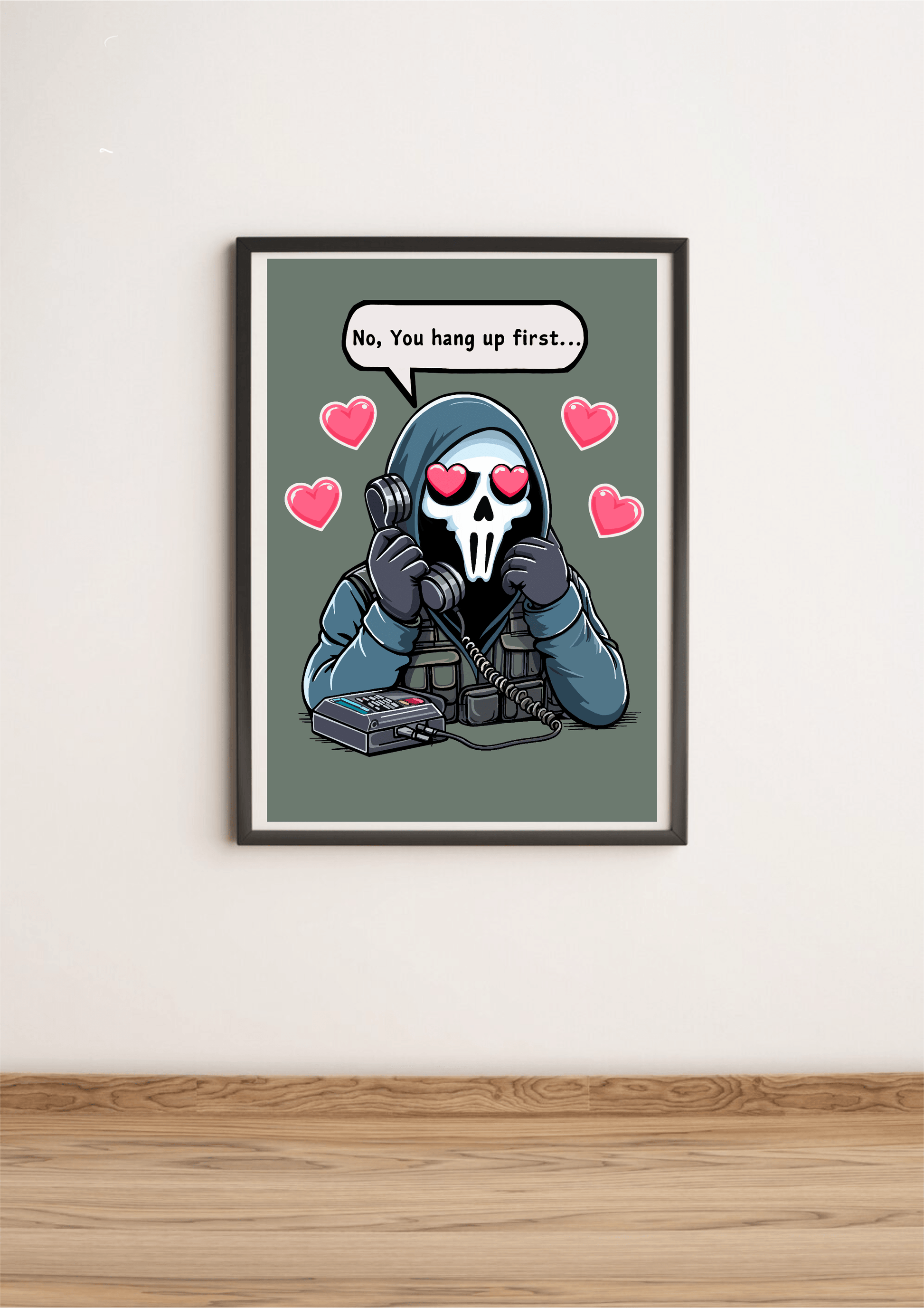 KEOLIX No You Hang Up print featuring a loveghost illustration, vibrant colors, and detailed artwork on high-quality paper.