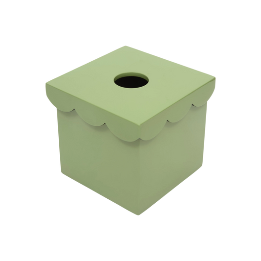 Green Isabella tissue box by domenicamarland with a stylish, decorative design, shown on a neutral background.
