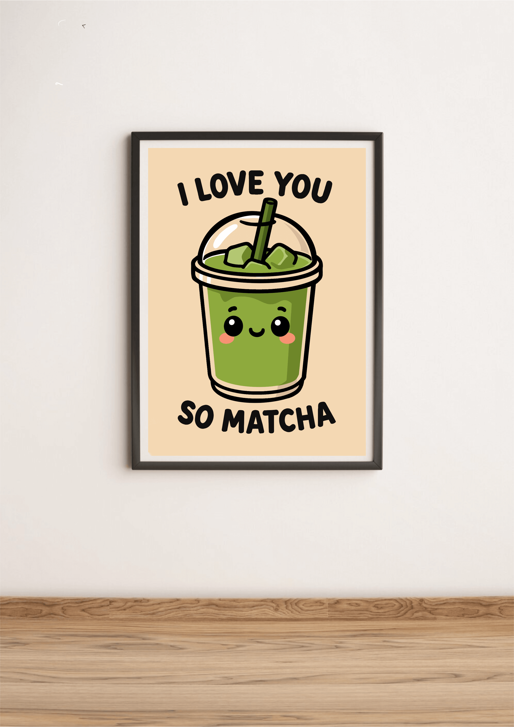 KEOLIX I Love You So Matcha art print featuring vibrant green matcha-inspired artwork on high-quality paper.