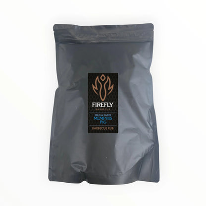 FireFly Barbecue Memphis Sweet BBQ Rub in a 1kg bag, featuring a flavorful blend for grilling and smoking meats.