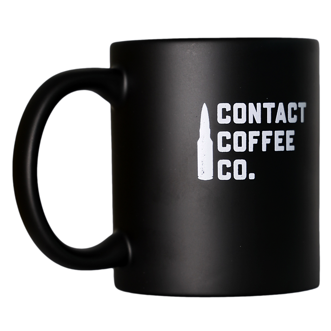 Contact Coffee Co Alpha mug showcasing a stylish gear design, perfect for coffee lovers and fans of unique coffee accessories.