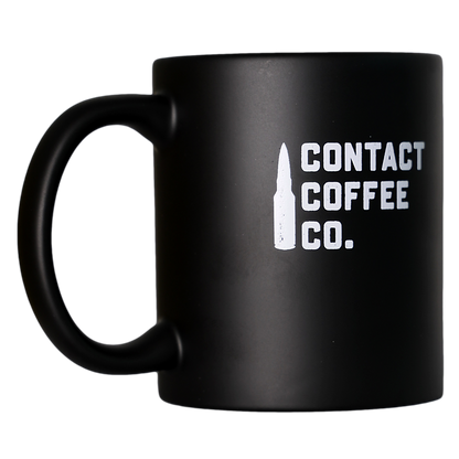Contact Coffee Co Alpha mug showcasing a stylish gear design, perfect for coffee lovers and fans of unique coffee accessories.