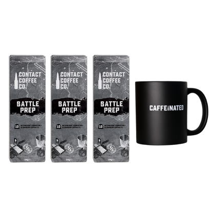 Monthly Nespresso coffee deal from Contact Coffee Company Ltd., featuring assorted Nespresso capsules in an attractive display.