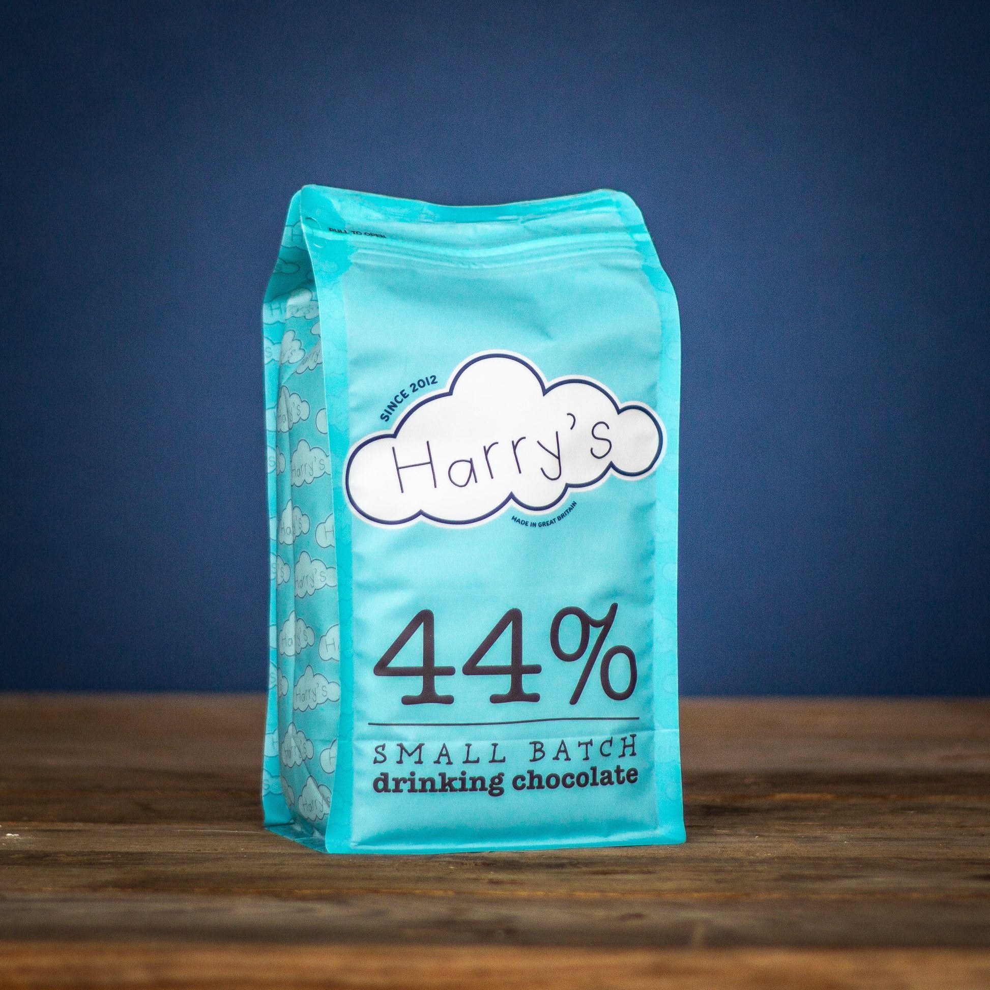 Bag of Harry's Hot Chocolate 44% Dark Hot Chocolate powder in a 1.6kg bag, ready for making rich, dark hot chocolate drinks.