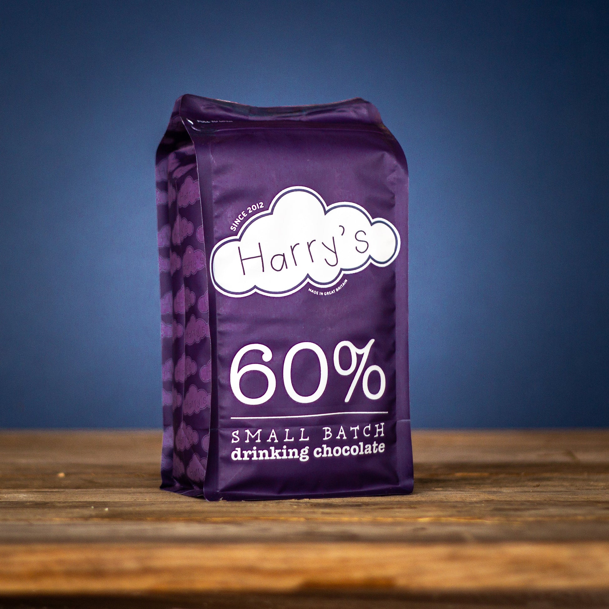 Bag of Harry's Hot Chocolate 60% hot chocolate mix in a 1.6kg bag, showing the product packaging.