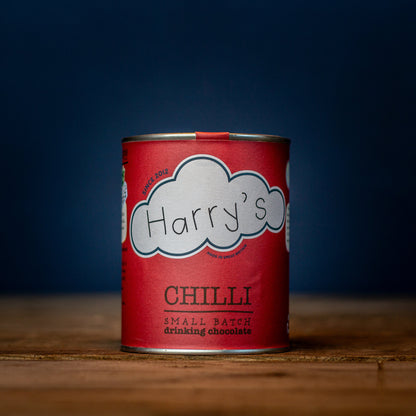 Harry's Hot Chocolate Chilli Hot Chocolate in square packaging, featuring rich hot chocolate with a spicy chili twist.