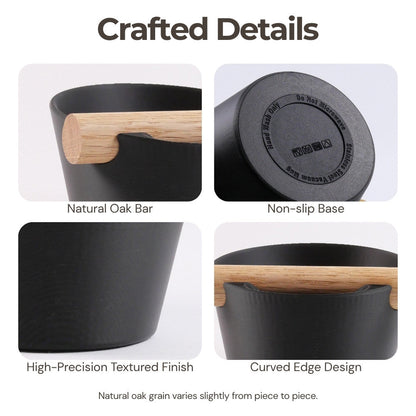 Nordic Coffee Knock Box by KNOCDIC® with real oak wood bar for espresso machine maintenance and coffee grounds disposal