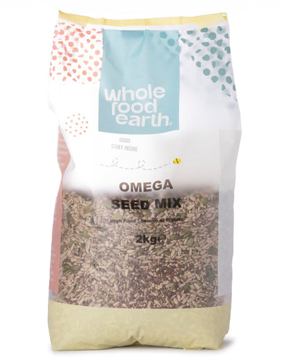 Whole Food Earth Omega Seed Mix with a variety of five nutritious seeds in a 2kg package.