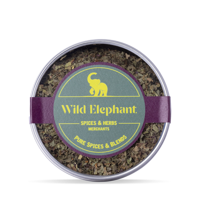 Organic dried basil from Wild Elephant in a 75g package, fresh herbs and spices for cooking or garnishing.
