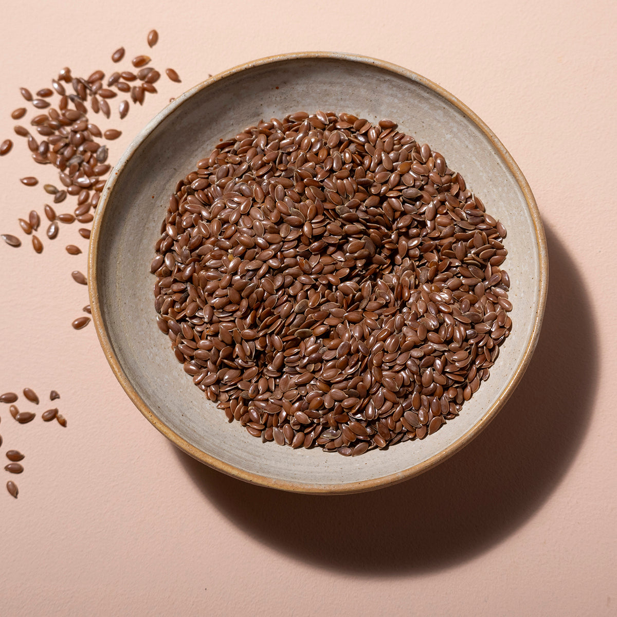 Organic brown flaxseed from Whole Food Earth, a healthy nut and seed for baking and smoothies.