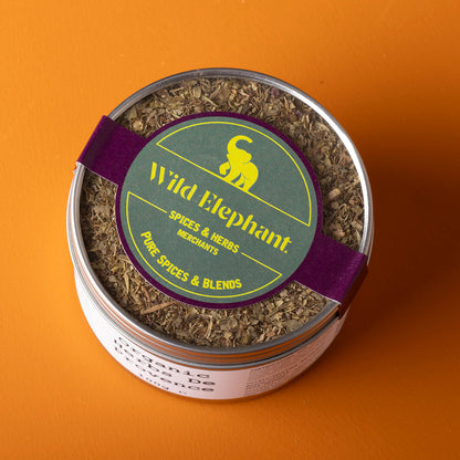Organic Herbs de Provence from Wild Elephant in 100g package, featuring a blend of dried herbs and spices in a clear container