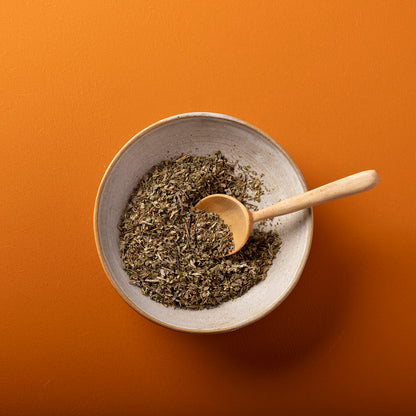 Organic dried mixed herbs blend from Whole Food Earth, featuring wild elephant herbs in a 70g package, perfect for cooking and seasoning.
