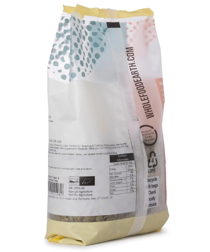 Organic pumpkin seeds from Whole Food Earth, 500g bag of raw, shelled nuts and seeds for snacking or cooking.