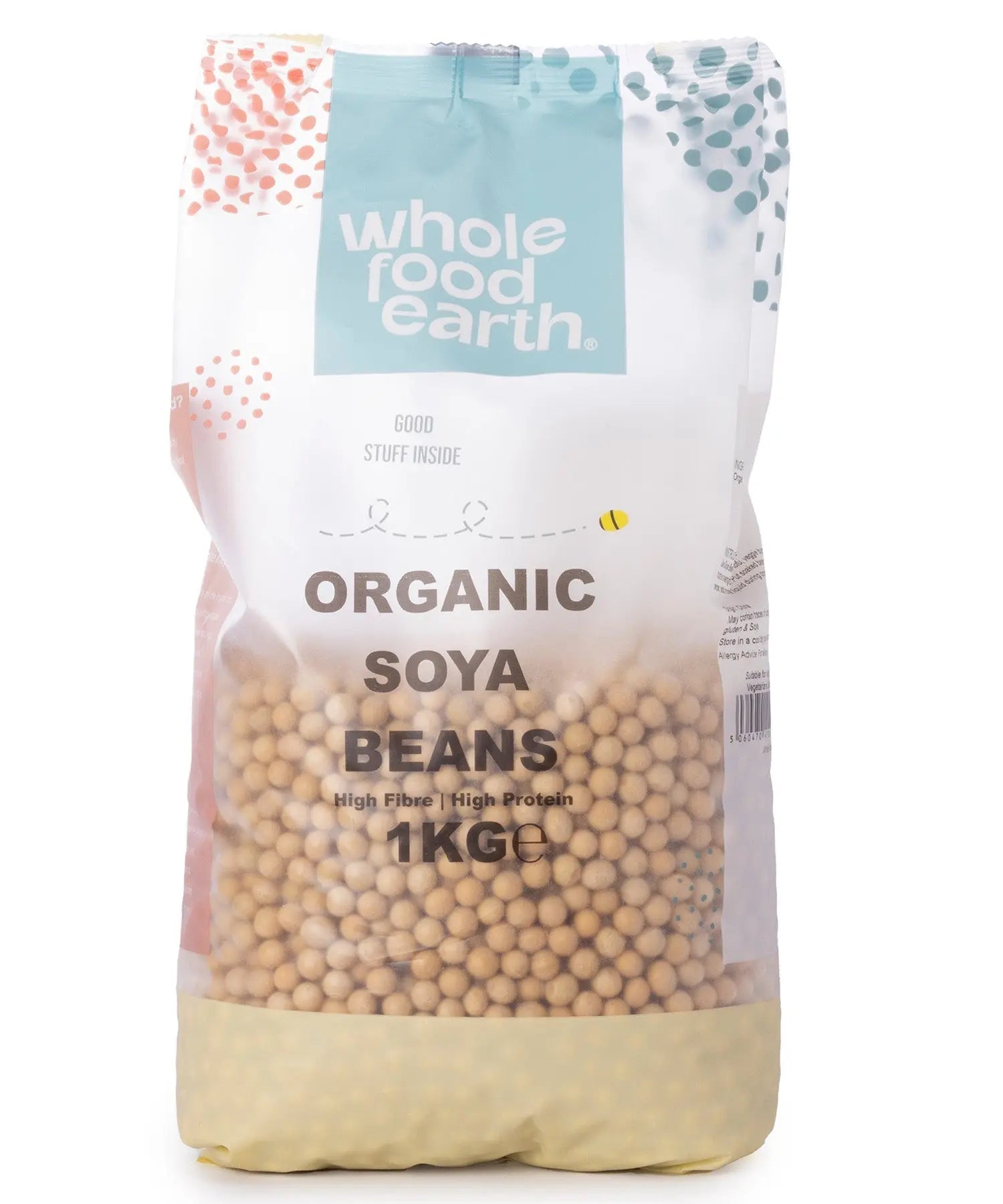 Organic soybeans in a 1kg bag, from Whole Food Earth, suitable for rice and couscous dishes.