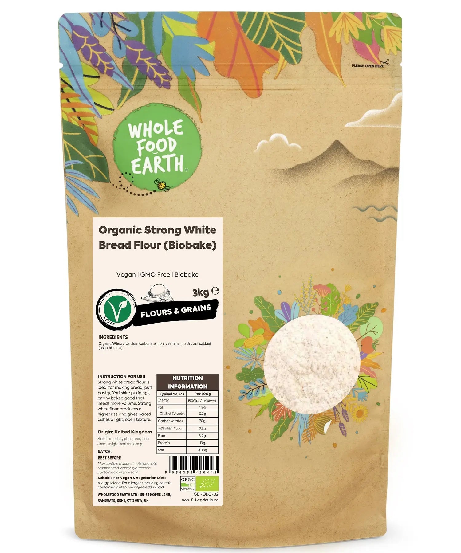 Organic Strong White Bread Flour (Biobake) Whole Food Earth