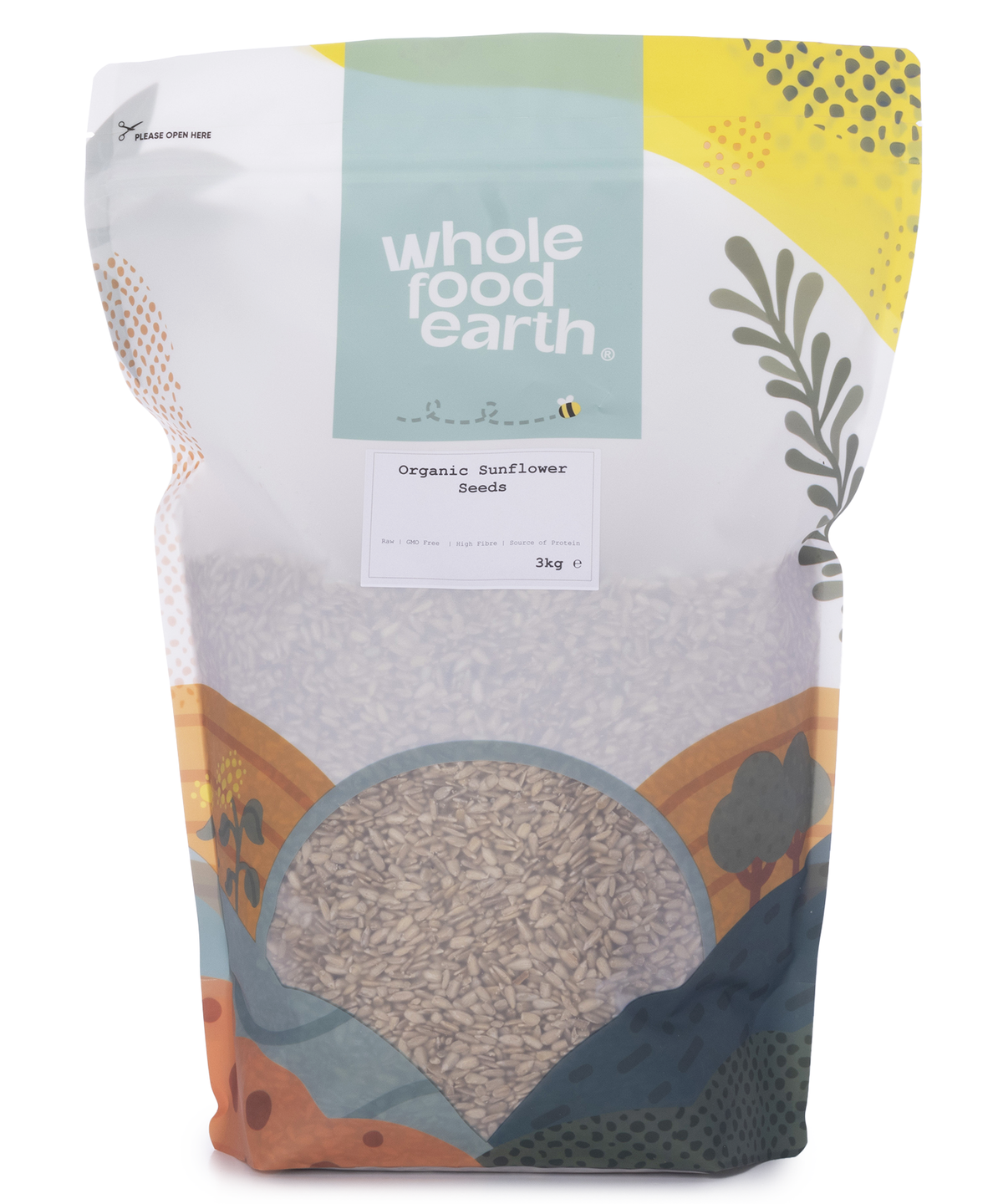 Organic sunflower seeds from Whole Food Earth, 3kg bag of crunchy, raw nuts and seeds for healthy snacking and cooking.