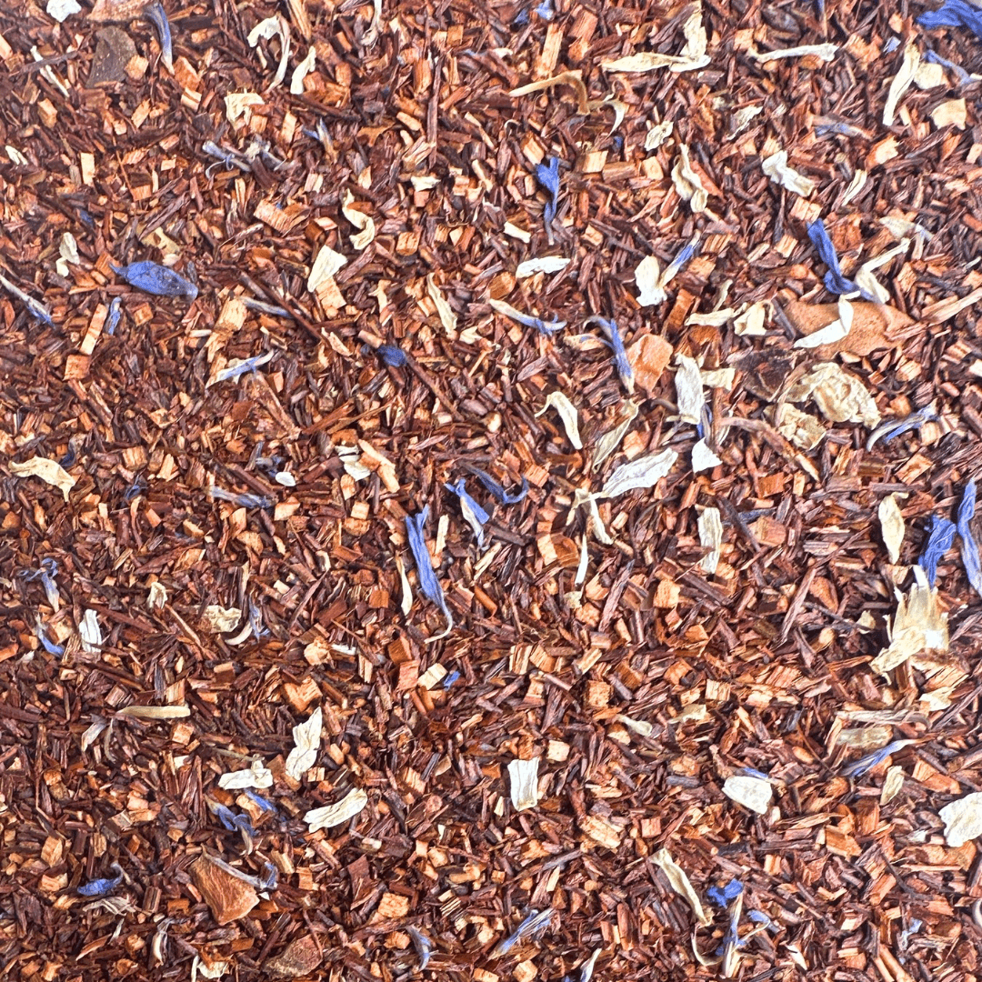 Organic Marzipan Rooibos tea by Porter Hill Tea Company, featuring a package of aromatic Rooibos tea with vanilla and marzipan flavor.