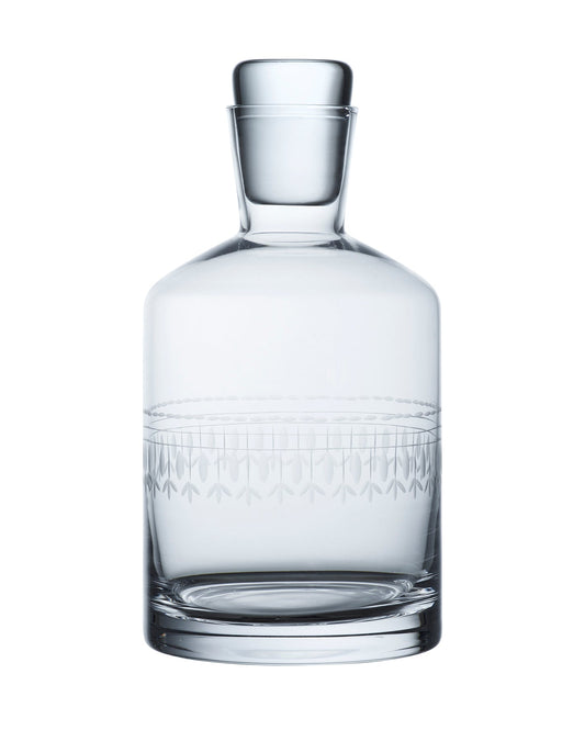 Crystal decanter with oval-shaped design from The Vintage List, featuring a sleek, elegant glass container for spirits or wine.