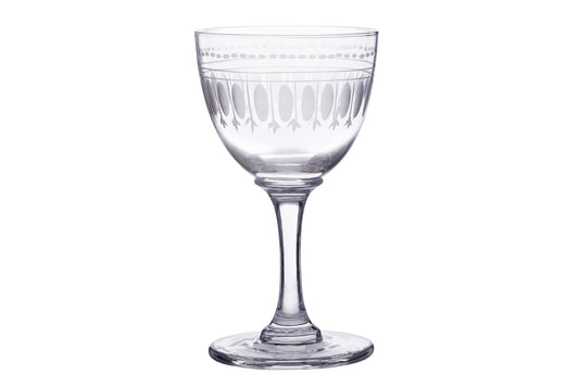 Set of Crystal Liqueur Glasses with Oval Design by The Vintage List, showcasing elegant, clear glassware for fine liqueurs.